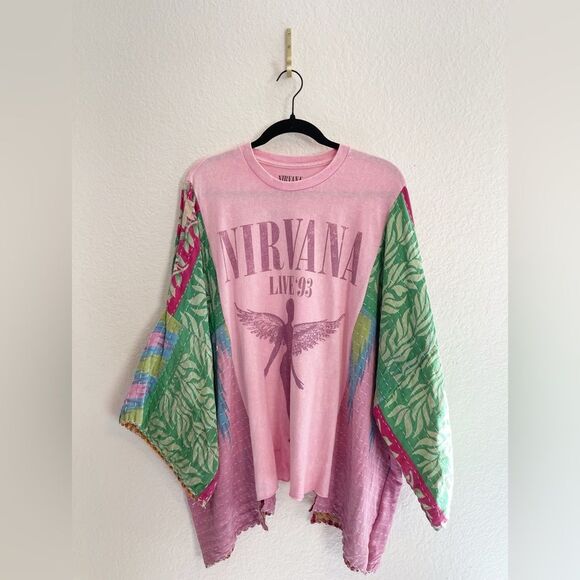 Up cycled Kimonos!  Pink Floyd, Nirvana Kantha Patchwork with graphic band T’s. - Picture 13 of 16